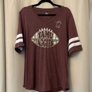 Maroon TAMU Aggies V-Neck T-Shirt